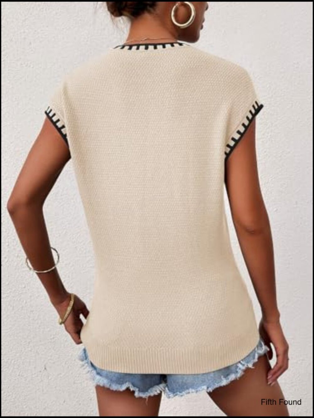 Cap Sleeve Knit Sweater Vest Pullover Tank Top Loose Fit - Picture 5 of 7